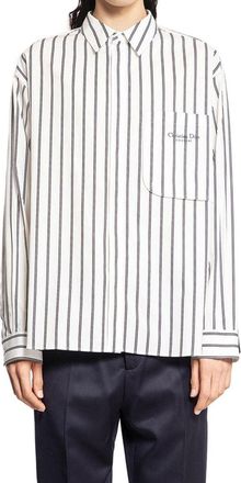 Dior Mens White Cotton Pattern Shirt