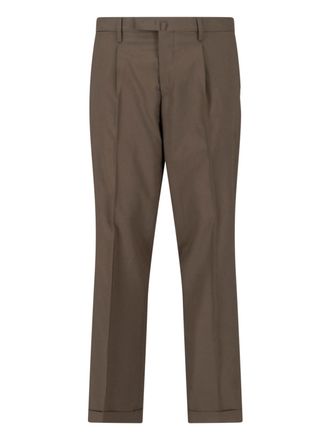BRIGLIA 1949 Brown Tailored Mid-Rise Virgin Wool Trousers