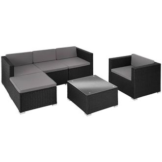TecTake Garden Furniture Set Lignano in Black | Size: Large
