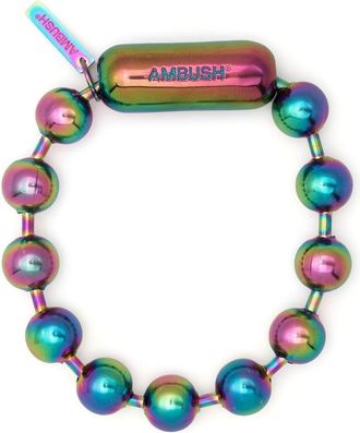 AMBUSH iridescent-effect ball chain bracelet - unisex - Brass - S - Pink