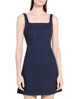 Theory Square Neck Yoke Linen-Blend Dress