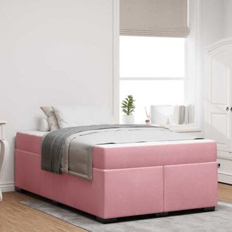 vidaXL Vidaxl - Struttura letto con materasso Rosa 120 x 190 cm Velluto
