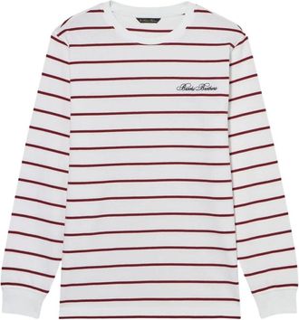 Brooks Brothers Gestreept katoenen T-shirt met logo - Heren - Longsleeves - Rood - XL - Katoen - Tops