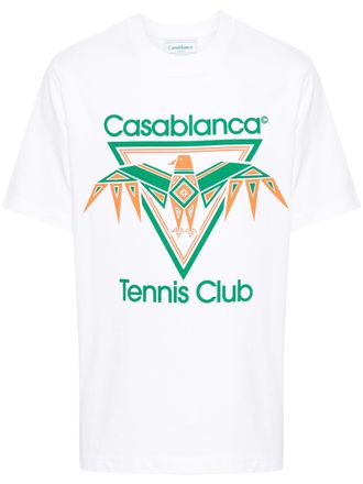 Casablanca Mens Playful Eagle Tennis Club Printed T-Shirt in White Cotton - Size Medium