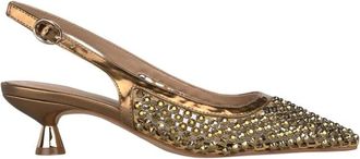 Alma En Pena Metallic Effect Mesh Slingback Schoen - Dames - Pumps - Bruin - 38 EU - Leer - Schoenen