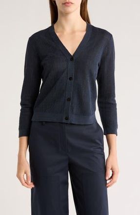 Theory Crop Linen Blend Cardigan in Nocturn Way at Nordstrom Rack, Size Medium