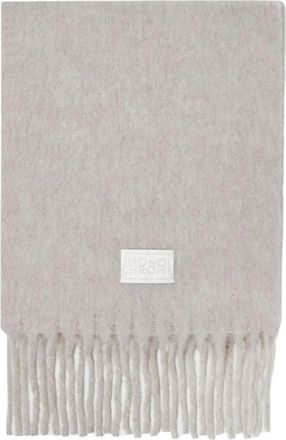 Marella logo-patch fringed scarf - women - Wool - One Size - Neutrals