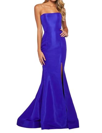 Sherri Hill Strapless Gown In Royal