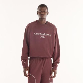 New Balance Uomo Trackside French Terry Crew in Marrone, Maglia di Poliestere, Taglia 2XL