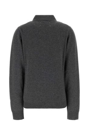 Maison Margiela Womens Twist Lambswool Polo Gray Virgin Wool