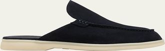 Loro Piana Mens Suede Mule Loafers