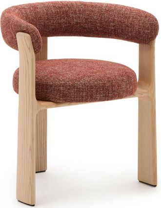 K Home Massiver Design Esszimmerstuhl Granyte mit Armlehnen - Terracotta/Beige