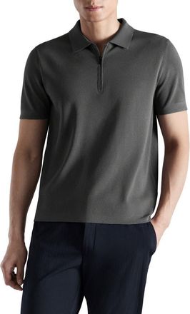 Mango Zip Cotton Blend Polo in Dark Grey at Nordstrom, Size X-Large