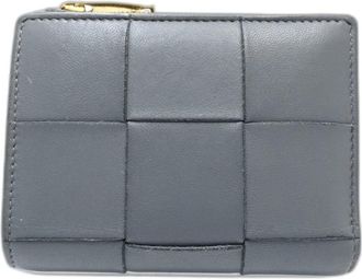 Bottega Veneta Gray Leather Wallet (Bi-Fold) (Pre-Owned)