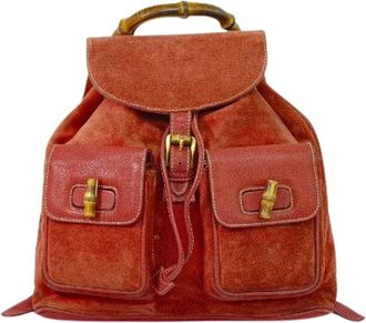 Gucci Pre-owned Backpacks, female, Pink, Size: ONE SIZE Pre-owned Vintage Suede Backpack