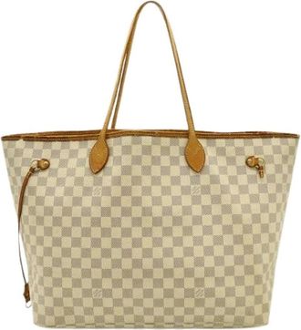 Louis Vuitton Pre-owned Tote Bags, female, Beige, Size: ONE SIZE Pre-owned Neverfull Damier Azur Tote Bag