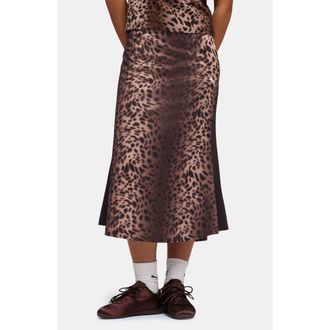 Puma Leopard Print Bias Cut Skirt in Puma Black at Nordstrom, Size X-Small