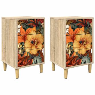 vidaXL Mesa De Noche Gennep 2 Uds. Roble Sonoma 36 X 33 X 60 Cm Vidaxl