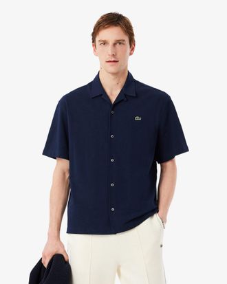 Lacoste Mens Relaxed Fit Shirt in Dark Blue Cotton - Size X-Large