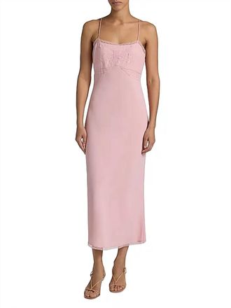 LoveShackFancy Isolis Lace Bow Crepe Midi Dress In Pink