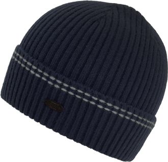 Chillouts Beanie CHILLOUTS Kiran Hat, Damen, blau (navy), Strick, Materialmix, M&uuml;tzen Beanie, mit Umschlag und Rippstrickoptik