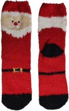 Only Santa Face Cozy Socks - Dames - Sokken - Rood - ONE Size - Polyester - Ondergoed