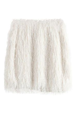 Next Feather Miniskirt in White at Nordstrom, Size 12 Us