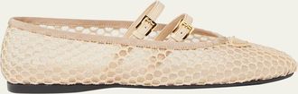 Prada Mesh Double Buckle Ballet Flats
