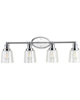 Jonathan Y Designs Jonathan Y Beverly 31.75 4 Light Iron Seeded Glass Classic Cottage Led Vanity Light