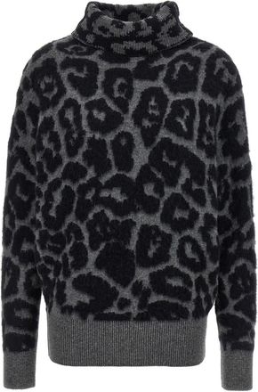 Stella McCartney Black Leopard Jacquard Turtleneck Sweater