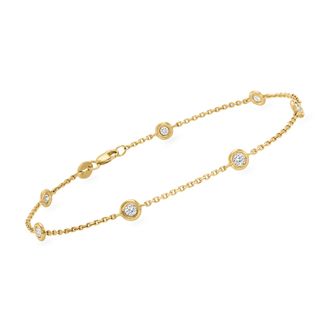 Ross-Simons Diamond Station Bracelet in 14kt Yellow Gold