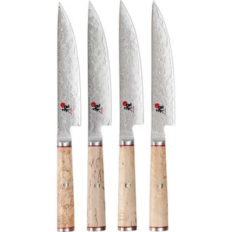 Miyabi Birchwood Set of 4 Steak Knives in Stainless Steel at Nordstrom