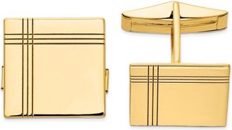 Diamond2Deal 14k Yellow Gold Square Line Design Mens Cuff Links