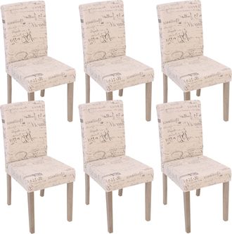 Hhg Hhg - Set 6x Sedie Littau Tessuto Soggiorno Cucina Sala Da Pranzo 43x56x90cm Scritte Piedi Color Rovere