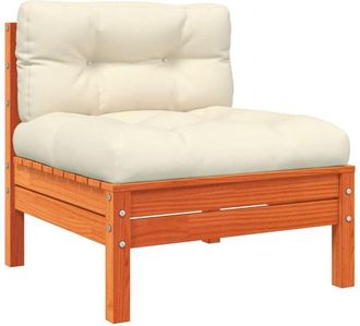 vidaXL Sof&aacute; De Esquina De Jard&iacute;n Y Cojines Madera Pino Marr&oacute;n Cera Vidaxl