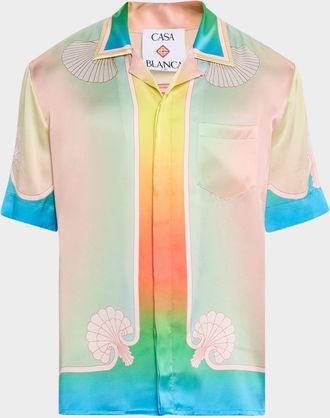 Casablanca Mens Lucid Dreams Silk Short-Sleeve Shirt