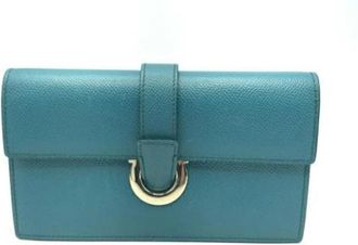 Ferragamo Pre-owned Fabric Schoudertas - Dames - Vintage Clutch - Blauw - ONE Size - Vintage