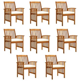 vidaXL Sillas De Comedor De Jard&iacute;n, 8 Piezas Con Cojines, Madera Maciza De Acacia Vidaxl