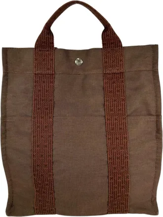 Herm&egrave;s Brown Canvas Backpack (Pre-Owned)
