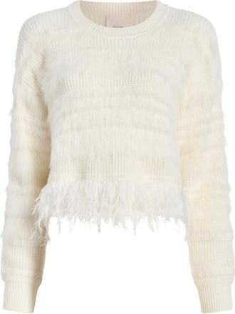 Cinq &agrave; Sept Maglione Vivi con frange - Bianco