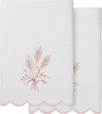 Linum Home Textiles 100% Turkish Cotton Whitney Scallop 2Pc Embellished Bath Towel Set