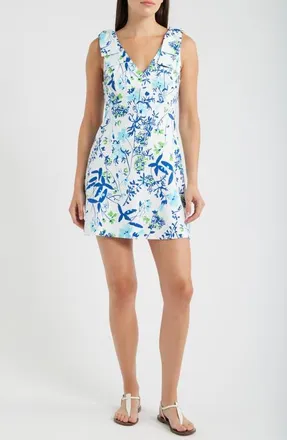 Lilly Pulitzer Janine Print Rompers in Resort White Sea Blooms at Nordstrom, Size 14