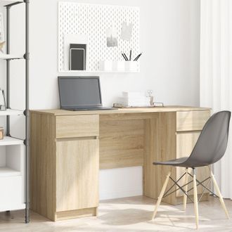 Berkfield Home Desk Sonoma Oak 140x49x76 cm Engineered Wood in Brown | Size: 140 x 49 x 76 cm