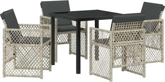 vidaXL Garden Dining Set 5 pcs Light grey Poly Rattan Vidaxl