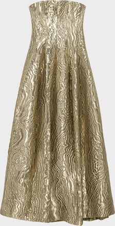 SIMKHAI Celeste Strapless Metallic Jacquard Gown