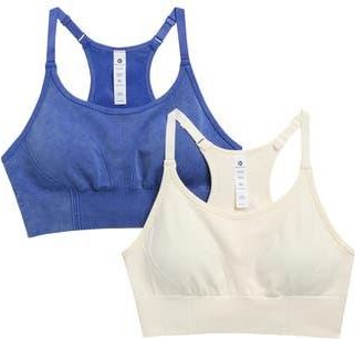 90 Degree by Reflex 2-Pack Stonewashed Seamless Sports Bras in Surf The Web/Sugar Swizzle at Nordstrom Rack, Size X-Large