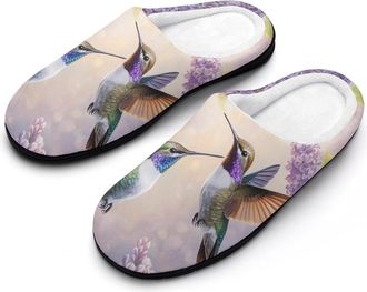 Generic Two Beautiful Hummingbirds Cotton Slippers for Women Indoor Outdoor Slipper Slip-On Memory Foam Home Shoes
