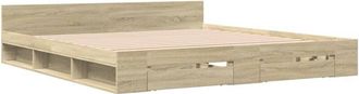 vidaXL Cama con cajones madera ingeniería roble Sonoma 180x200 cm Vidaxl