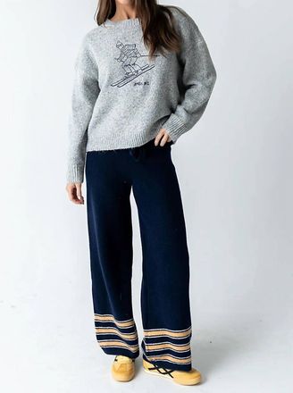 Bailey Rose Apres Ski Embroidered Sweater In Light Grey