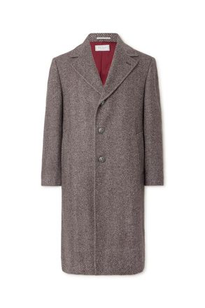 Brunello Cucinelli Herringbone Cashmere and Silk-Blend Coat